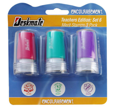 Deskmate Pre-Inked Merit Stamps 3 Pack