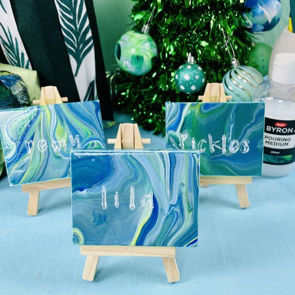Christmas Place Cards with Byron Acrylic Paint and Pouring Medium